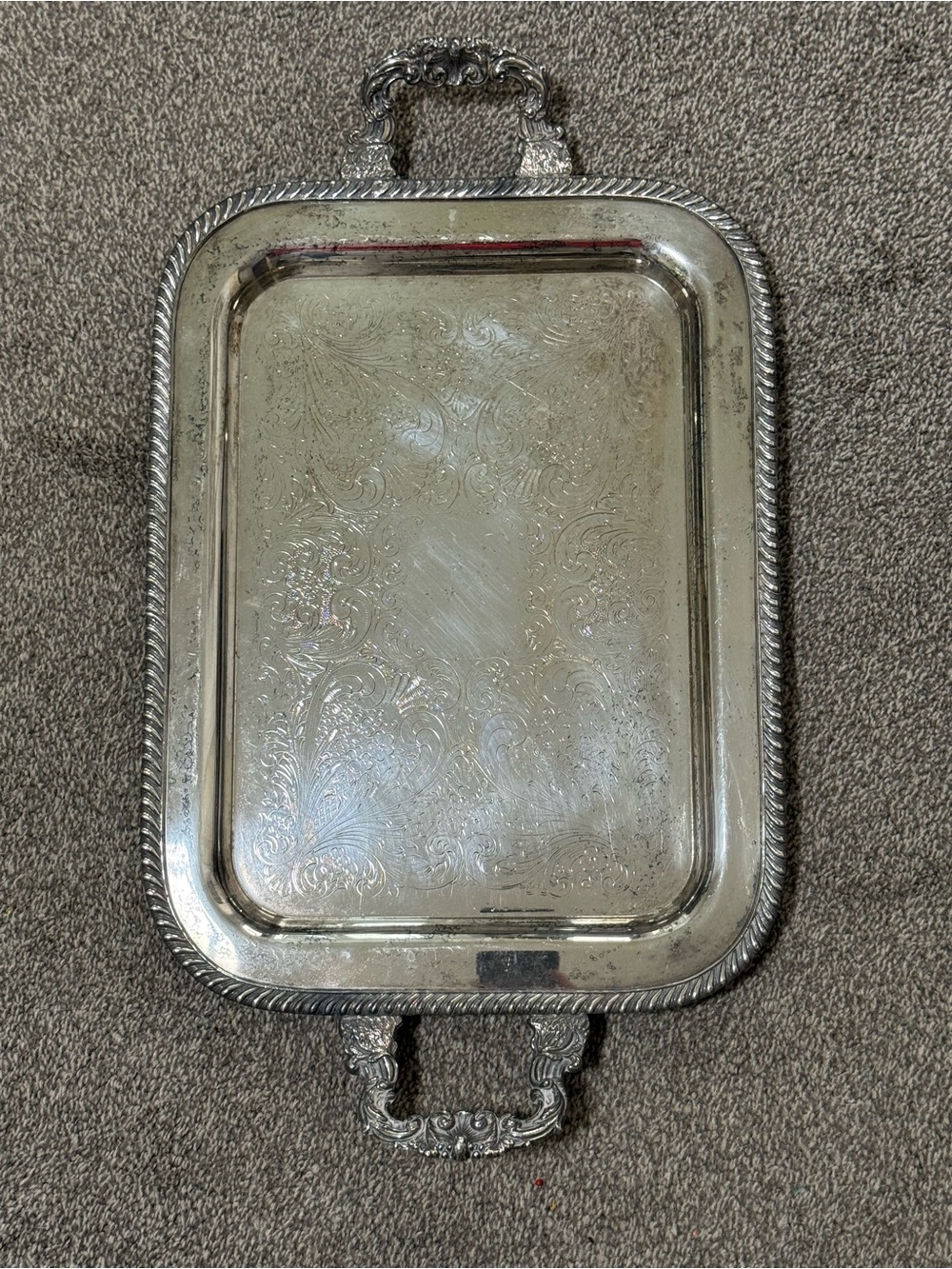 Vintage Mid-Century Sheridan Silverplate Butler Tray with Handles
